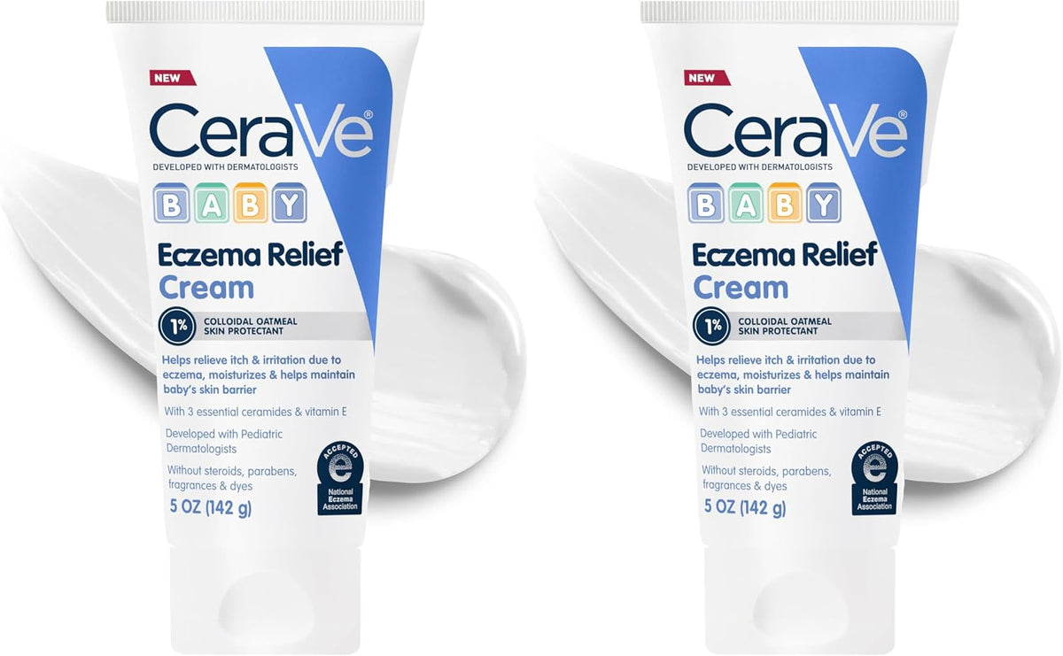 CeraVe Baby  Relief Cream.1% Colloidal Oatmeal Cream with Vitamin E & Ceramides.Soothes & Calms Itchy Skin.Developed with Pediatric Dermatologist.Fragrance Free.5oz.(Pack of 2)