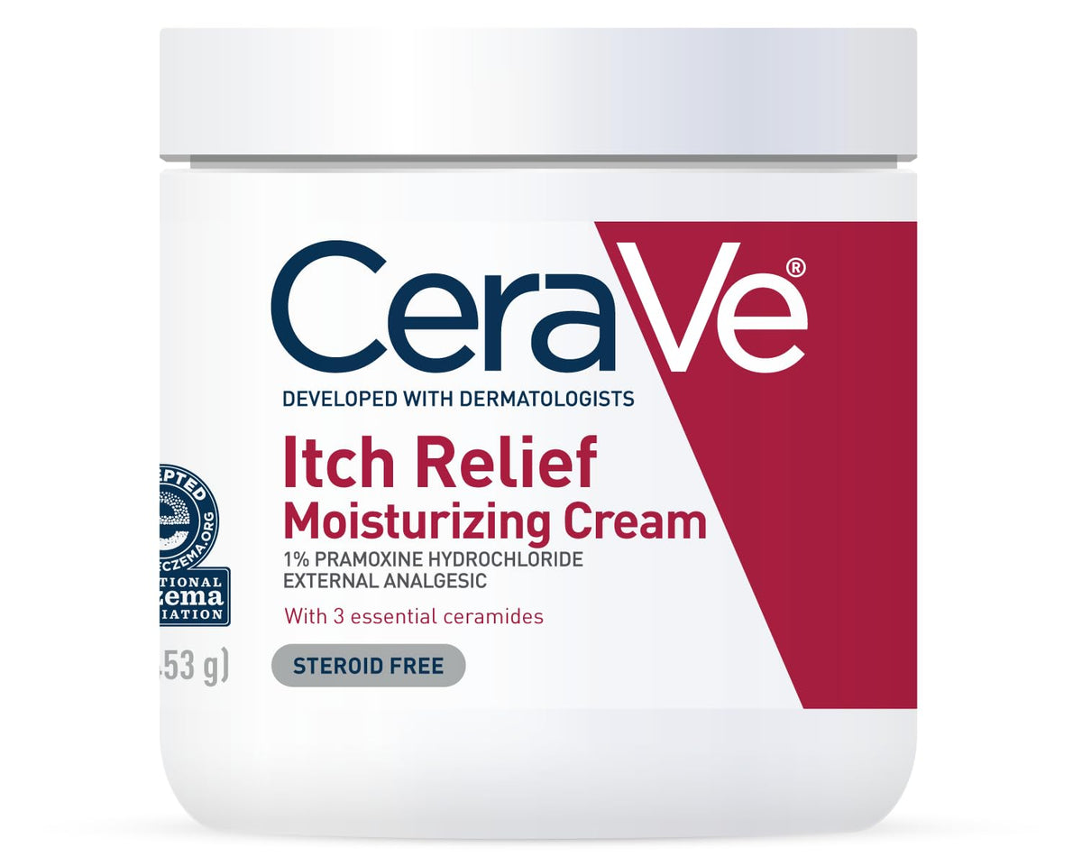CeraVe Moisturizing Cream for Itch Relief. Anti Itch Cream. 12oz | Relieves Minor Skin Irritations. Sunburn and Bug Bites with Pramoxine Hydrochloride In A Fragrance Free Formula