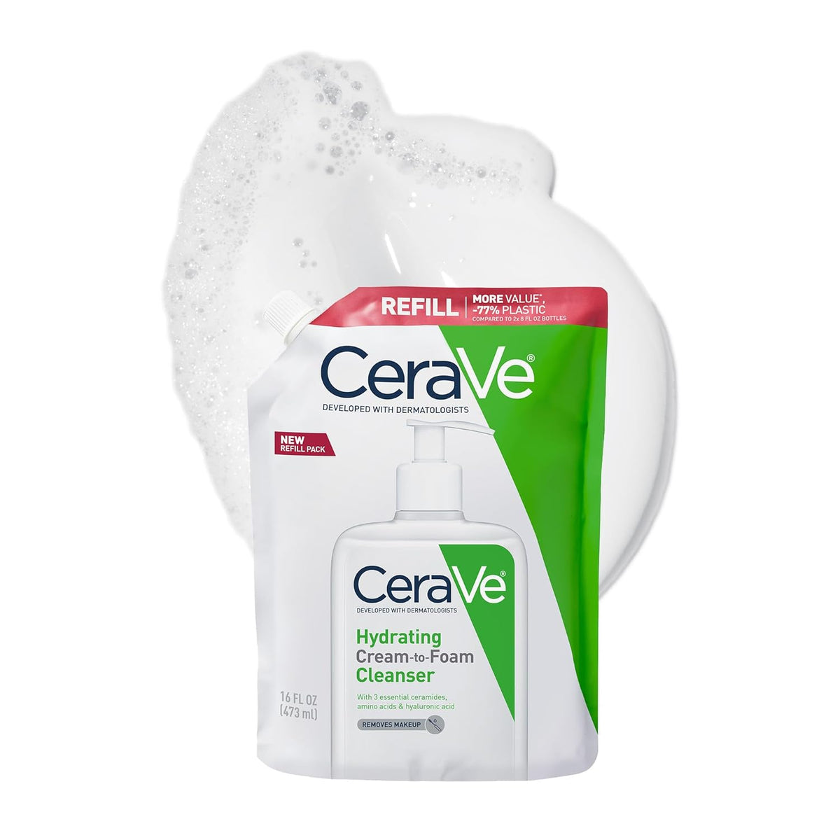 CeraVe Hydrating Cream To Foam Cleanser. Face Wash for Dry Skin. 8oz | Skin Care with Hyaluronic Acid. Makeup Remover. Facial Cleanser. Fragrance-Free. Non-Comedogenic. For Normal To Dry Skin