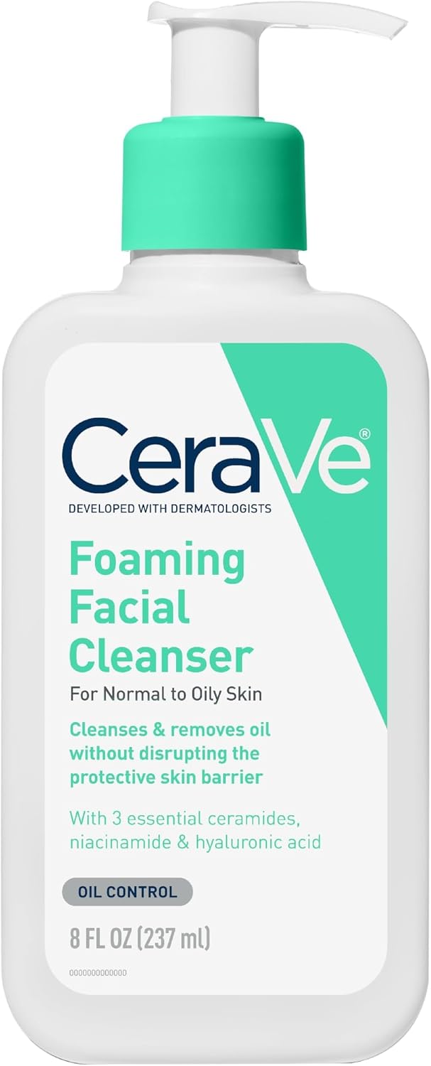 CeraVe Foaming Facial Cleanser. Face Wash for Oily Skin. 19oz | Skin Care with Hyaluronic Acid & Niacinamide. Makeup Remover. Daily Face Wash For Men & Women. Fragrance Free. Oil Control