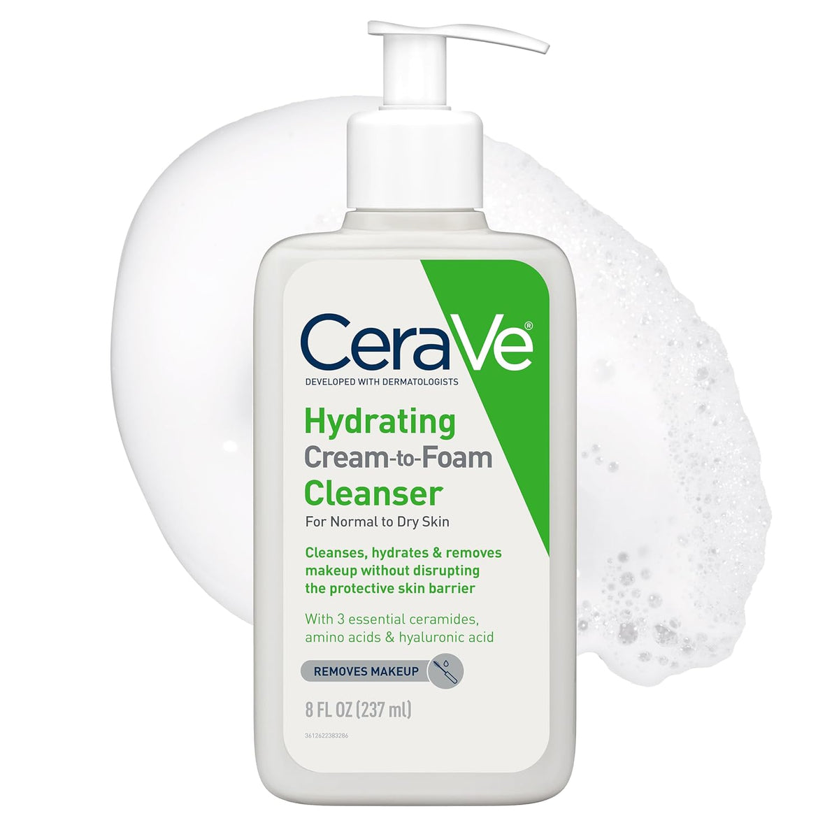 CeraVe Hydrating Cream To Foam Cleanser. Face Wash for Dry Skin.16oz Refill | Removes Makeup with Hyaluronic Acid In A Fragrance Free. Non-Comedogenic Formula For Normal To Dry Skin